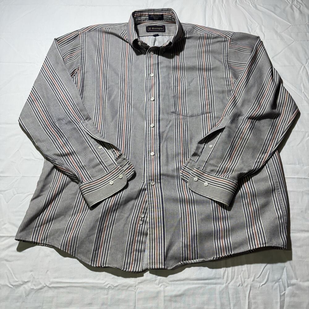 Barrington Oxford Shirt Mens 17.5 34/35 XL Striped Made USA Long Sleeve